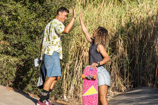 surf skate on the river channel