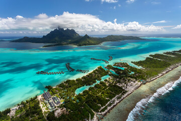 Fototapeta premium Aerial Bora Bora a luxury Tahitian Pacific Island