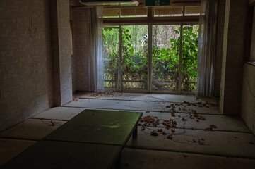 廃墟化したホテルの客室