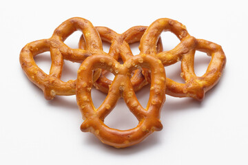Pretzels in heart shape on white
