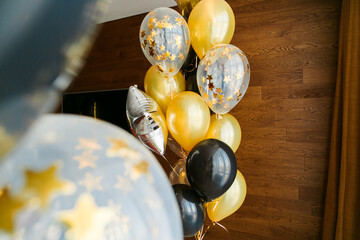 Balloons of different colors on the holiday