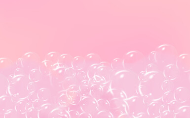 Set of bath pink foam isolated on transparent background. Shampoo bubbles texture.Sparkling shampoo and bath lather, vector illustration.