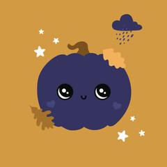 Pumpkin autumn cute face baby kids decor