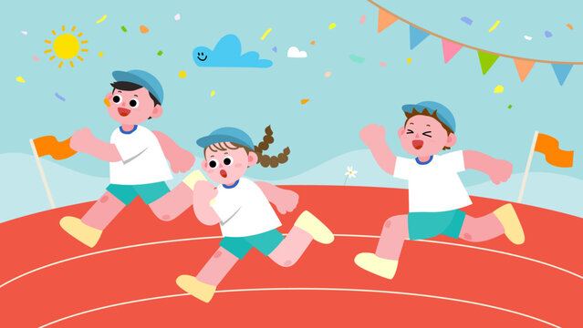 Cartoon Illustration Of Children In Physical Education Day