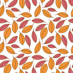Obraz premium Vector seamless spring leaf pattern with small leaf on a white background.