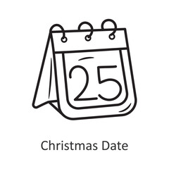 Christmas Date vector outline Icon Design illustration. Holiday Symbol on White background EPS 10 File
