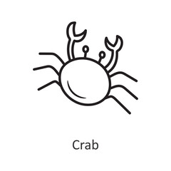 Crab vector outline Icon Design illustration. Holiday Symbol on White background EPS 10 File
