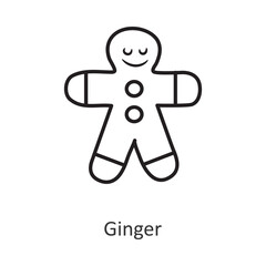 Ginger vector outline Icon Design illustration. Holiday Symbol on White background EPS 10 File