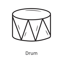 Obraz na płótnie Canvas Drum vector outline Icon Design illustration. Holiday Symbol on White background EPS 10 File