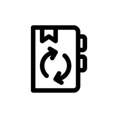 Refresh or sync notebook icon in black outline style