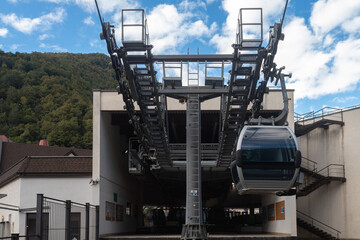cable car at the bottom of the mountain