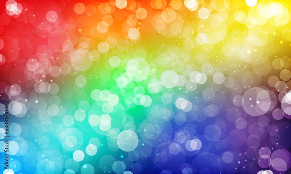 Poster abstract vector rainbow wallpaper with bokeh and space for your text.