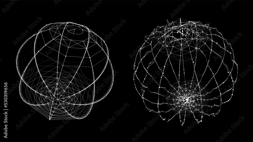 Poster vector futuristic sphere of particles and lines. network connection big data. abstract technology ba