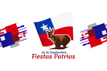 Translate: September 18, National holiday. Happy Independence day of Chile vector illustration. Suitable for greeting card, poster and banner.