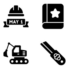 International Labor day and Industry tool icon set. Flat vector design.