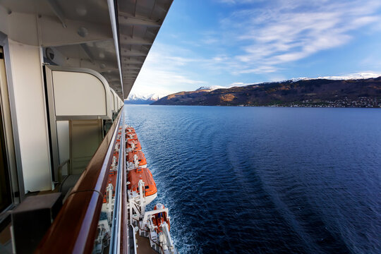 Norwegian scenic fjord coastline seen from Cruise ship