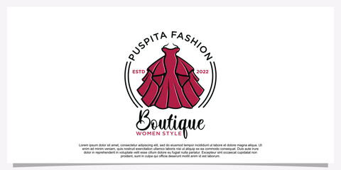 Fashion logo design with dress fashion logo art vector logo template Premium Vector Part 1