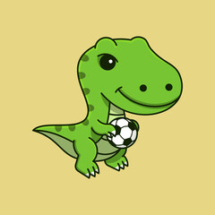 CUTE T-REX PLAYING FOOTBALL