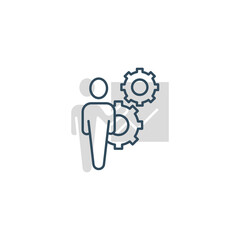 Man and cog line icon. Simple element illustration. Man and cog concept outline symbol design.