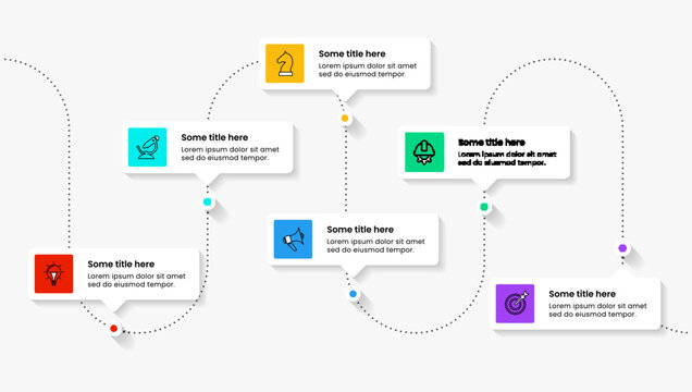 Infographic Template. Timeline With 6 Steps And Text