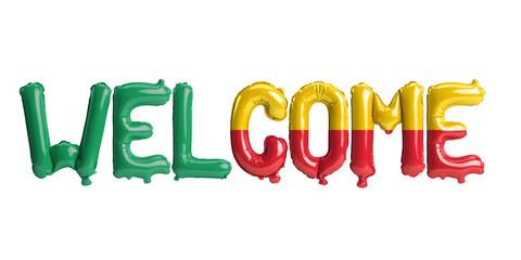 3d illustration of welcome-letter balloons in Benin flag isolated on white background