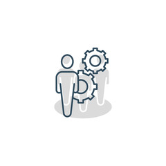 Man and cog line icon. Simple element illustration. Man and cog concept outline symbol design.