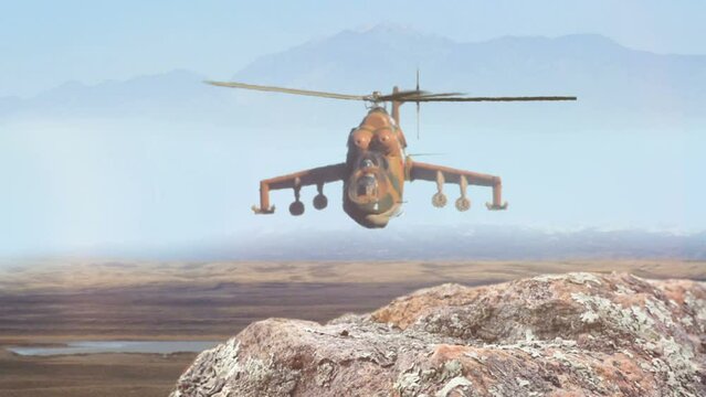 Mil Mi-24 attack gunship helicopter animation
