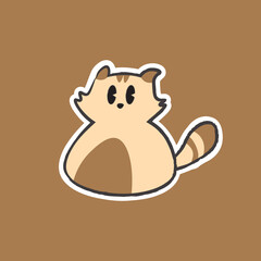 Cute Hand Drawn Brown Cat Vector Illustration