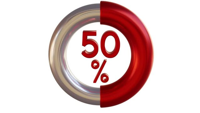 Pie chart 3D animated video with 50 percent element. Statistics, increase, growth, rise, Business and finance theme