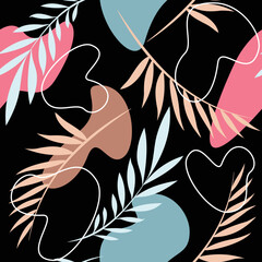 Line oval abstract tropical leaves,pattern suitable for textile fabric,wallpapper,scarf and more.