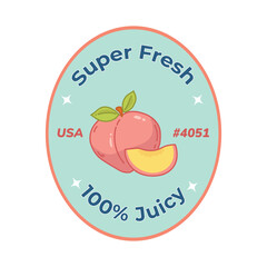 Peach Fruit Sticker Illustration