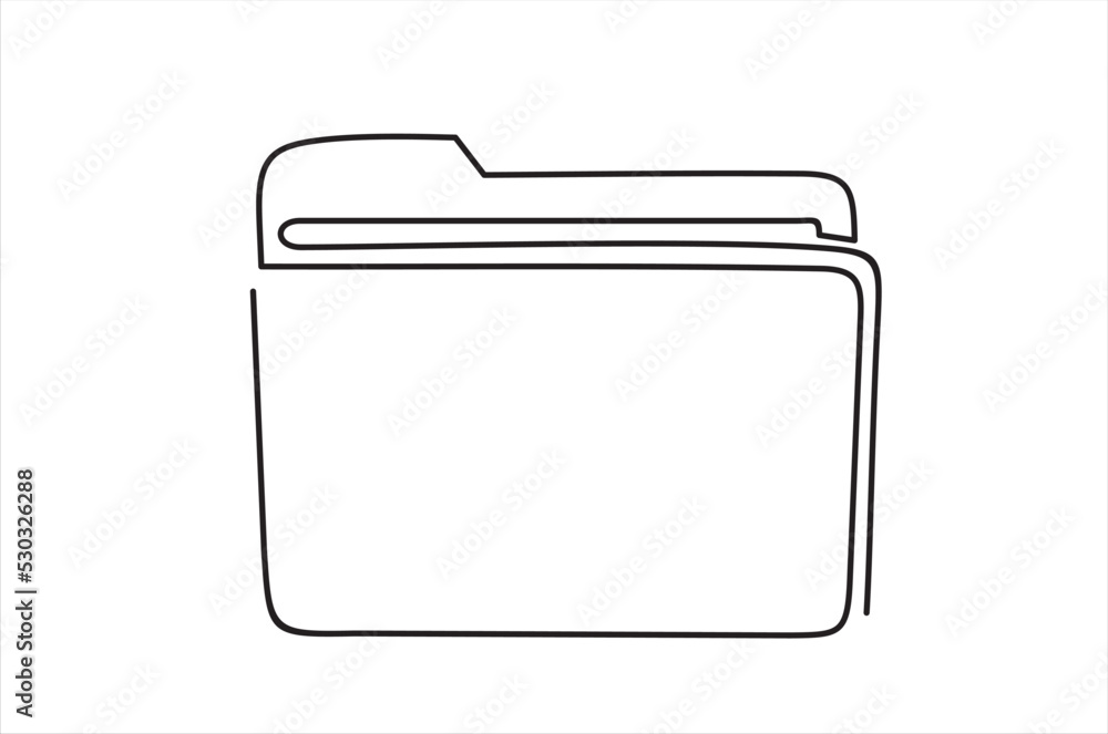 Aufkleber folder drawn by a single line on a white background. one-line drawing. continuous line.