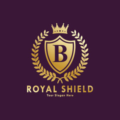 Letter B Logo" Images. Royal shield logo template,
Royal heraldic emblem shield with crown