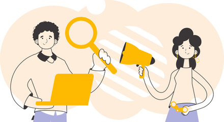 The concept of the process of hiring staff for work. Trendy linear style. Vector.
