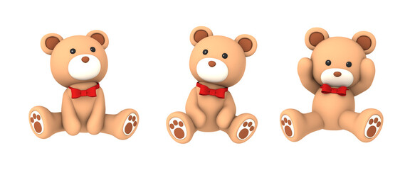 Naklejka premium bear plush doll character on transparent background, 3D illustration