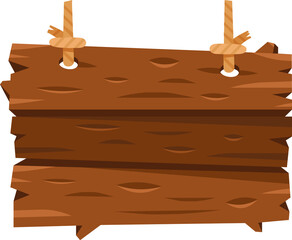 Cartoon wood boards signs and brown wooden banners Timber plate plank, cartoons sketch board sign
