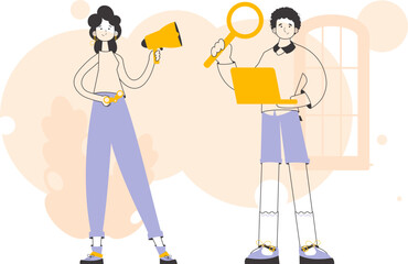 Business people are looking for staff. Linear style. Vector.