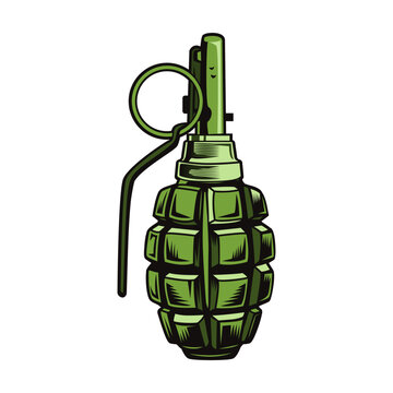 Black mafia and gangsters flat illustration. Colored retro bandit grenade, pistol, gun, revolver isolated vector illustration. Military and weapon concept