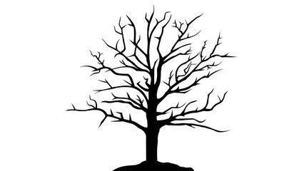 It is a big, dark tree without leaves.