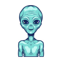 Extraterrestrial life. Alien isolated vector illustration. For fantasy, universe, cosmic objects concept