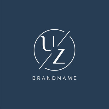 Initial letter UZ logo monogram with circle line style