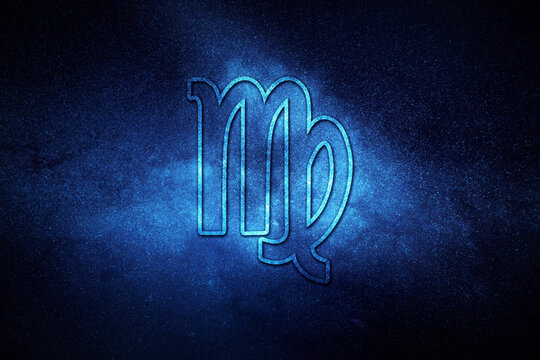 Virgo zodiac sign, night sky, Horoscope Astrology background, Virgo horoscope symbol