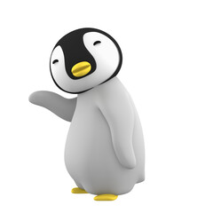 baby penguin on transparent background, 3D illustration