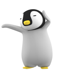baby penguin on transparent background, 3D illustration