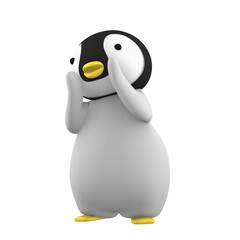 baby penguin on transparent background, 3D illustration - obrazy, fototapety, plakaty