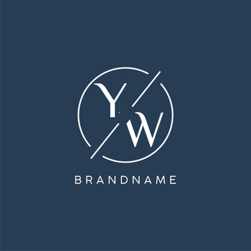 Initial letter YW logo monogram with circle line style