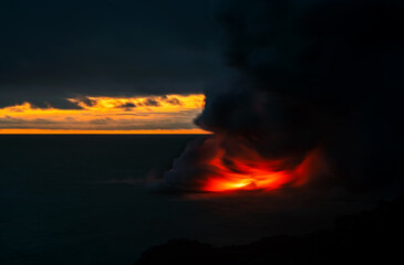 Magma flowing seaward from Kilauea volcano Big Island