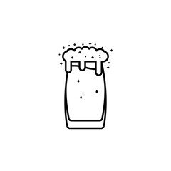 vibe cooler or beer glass icon with soda and foam on white background. simple, line, silhouette and clean style. black and white. suitable for symbol, sign, icon or logo