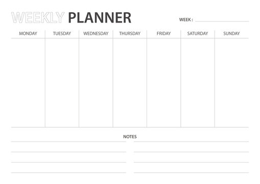 Simple WEEKLY PLANNER with notes