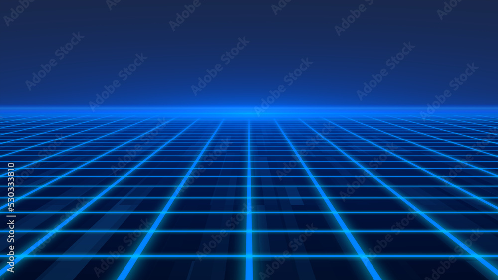 Sticker blue pixelated animation glowing luminance laser background, abstract technology horizontal line pur